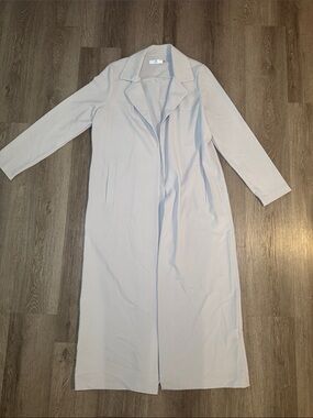 Neutral Light Gray Textured Open Blazer